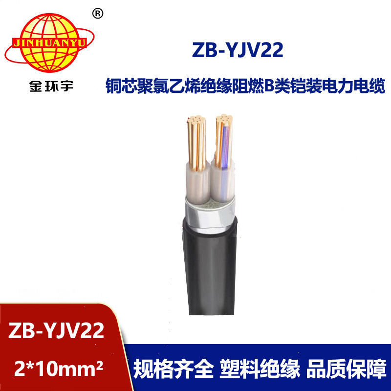 金環(huán)宇電纜 ZB-YJV22-2X10平方 b類阻燃鎧裝低壓電力電纜