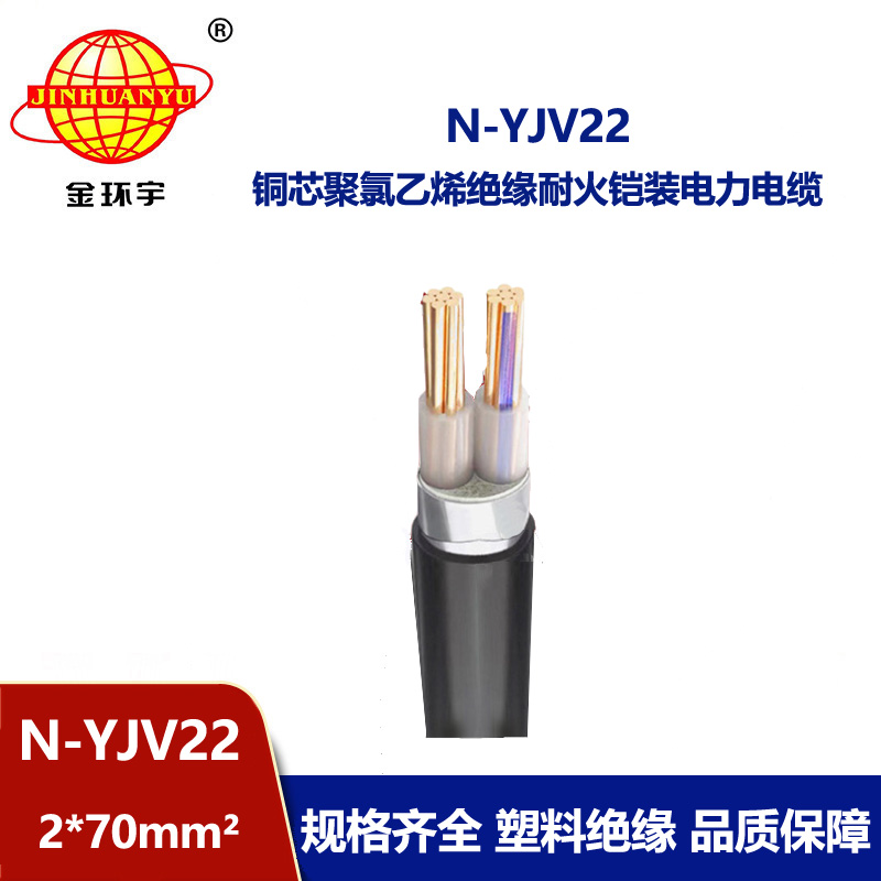 金環(huán)宇電線電纜 N-YJV22-2X70平方 耐火yjv22電纜 二芯 電力電纜價(jià)格