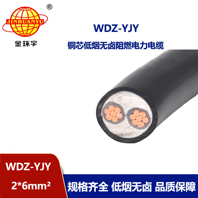 金環(huán)宇電線電纜 WDZ-YJY 2X6平方 深圳銅芯交聯(lián)低煙無鹵電線電纜