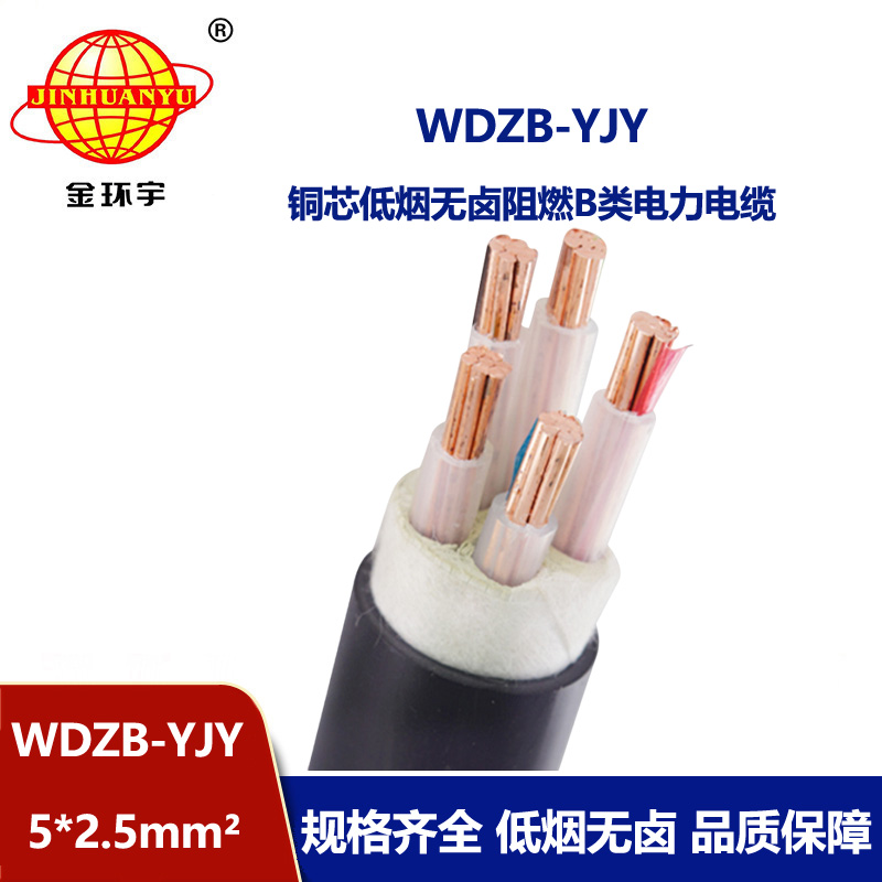金環(huán)宇電線電纜 低煙無(wú)鹵b級(jí)阻燃電纜WDZB-YJY 5X2.5平方 廠家批發(fā) 
