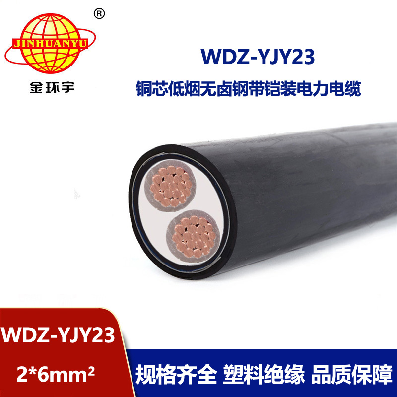 金環(huán)宇 WDZ-YJY23-2X6平方低煙無鹵電纜報價 鎧裝電纜廠