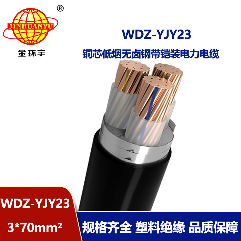 金環(huán)宇 低煙無鹵鋼帶鎧裝電力電纜WDZ-YJY23-3x70平方 銅芯